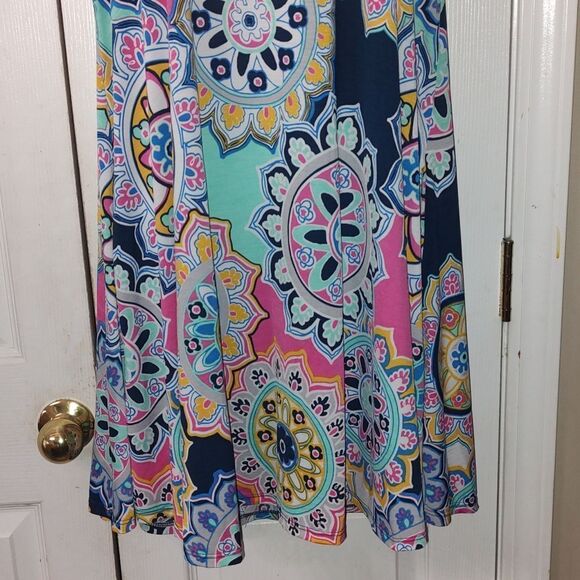 Jenny Boston mandala print sleeveless babydoll dress with pockets Sz XL - Picture 2 of 5
